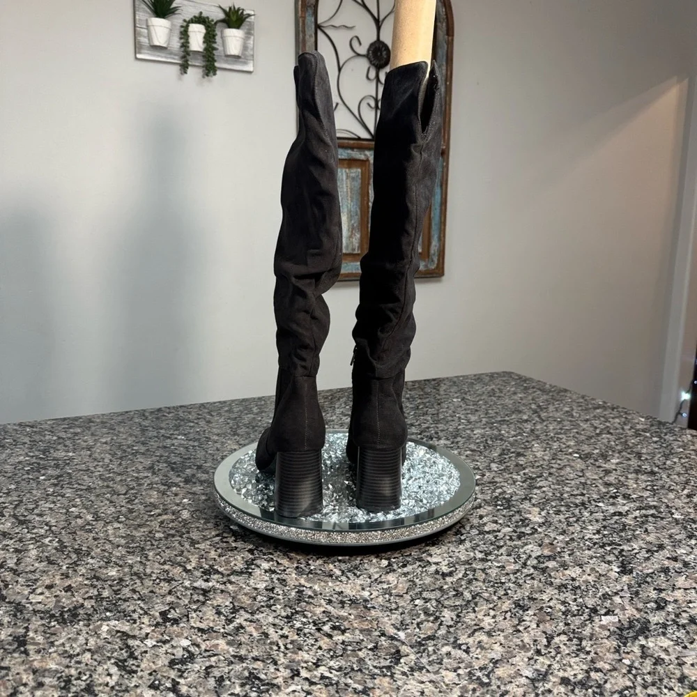 Sugar fabric Black Over the Knee Boots NWOT 7.5